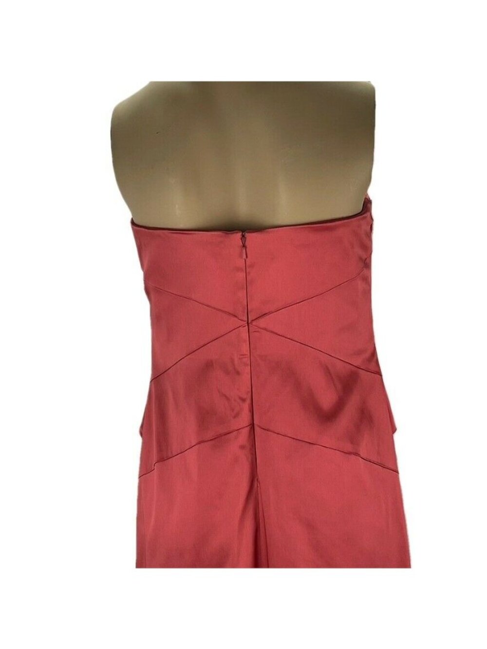 Phoebe Couture Strapless Red Satin Evening Gown - Picture 5 of 9